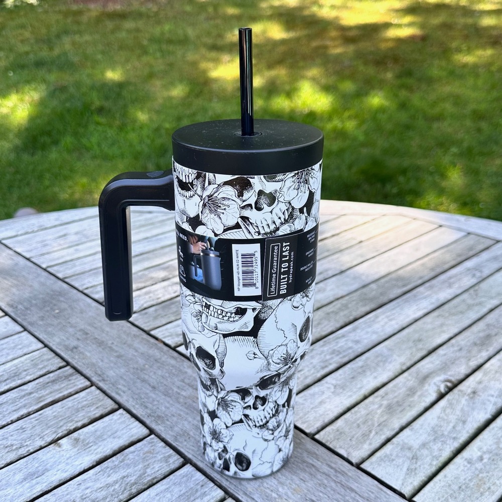 Hydrapeak Voyager 40oz Tumbler Skull Floral Stainless Steel Insulated Travel Mug - Picture 7 of 11
